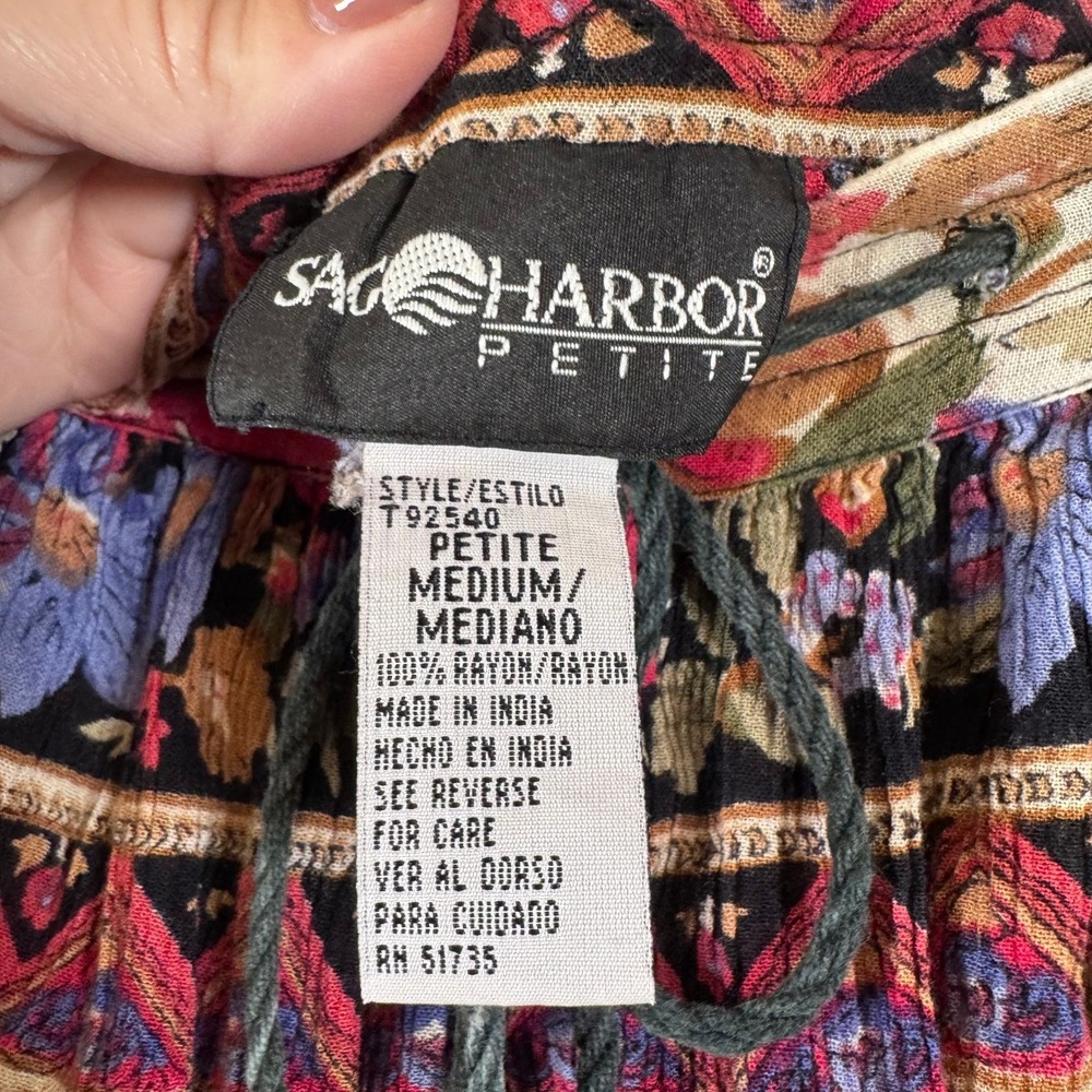 Vtg Boho Skirt Womens Medium Petite India Ethnic Artsy Dark Romantic Floral - Picture 4 of 10